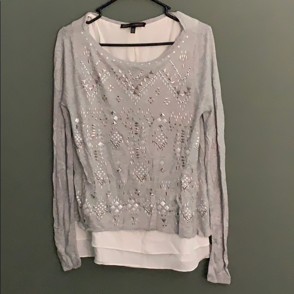 Layered Gray Gemstone Sweater WHBM
